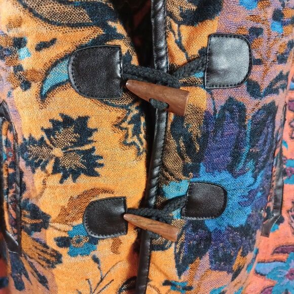 Parsley & Sage M Boho Southwestern Tapestry Wool Blend Toggle Jacket Artsy Coat - Picture 7 of 11